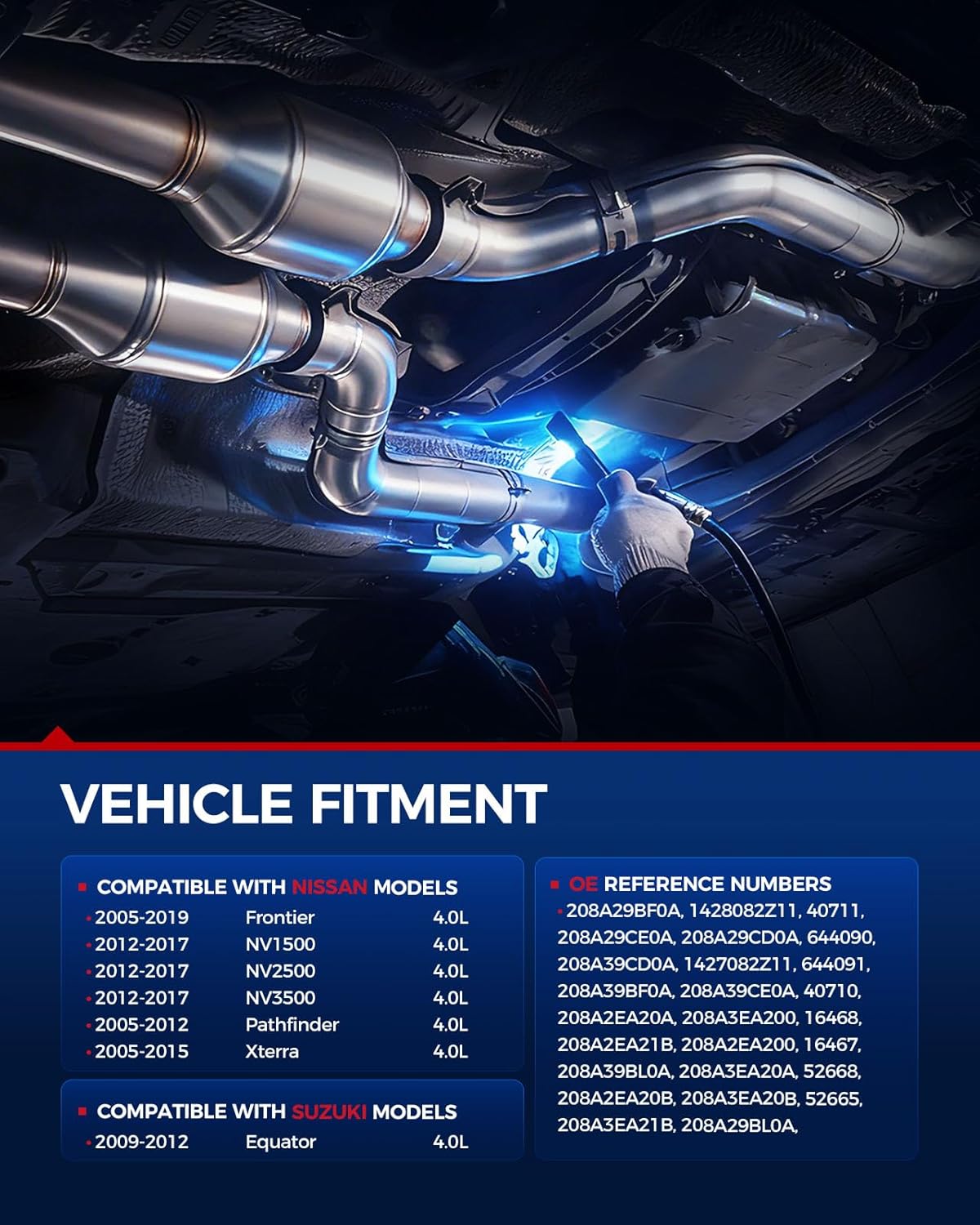 16467 KAX 2PCS Front Catalytic Converter Fits for 2005-2018 Nissan Frontier,2012-2017 NV1500/NV2500,NV3500 2012,2014-2017 4.0L,2005-2012 Pathfinder,2005-2015 Xterra,2009-2012 Equator 4.0L V6