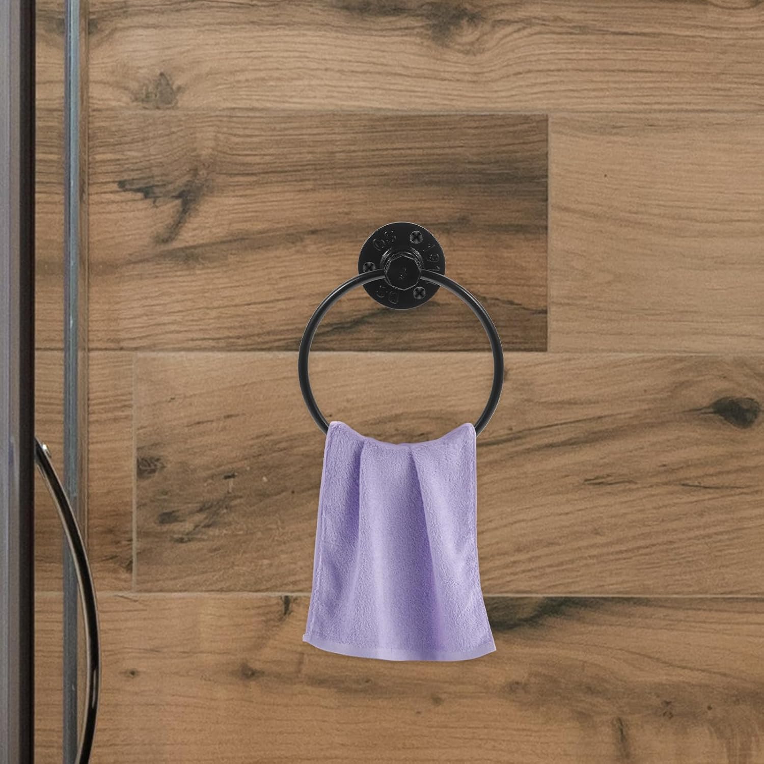 Industrial Style Wall Mounted Towel Ring Black Iron Bathroom Hand Towel Holder Rustic Vintage Bathroom Accessories