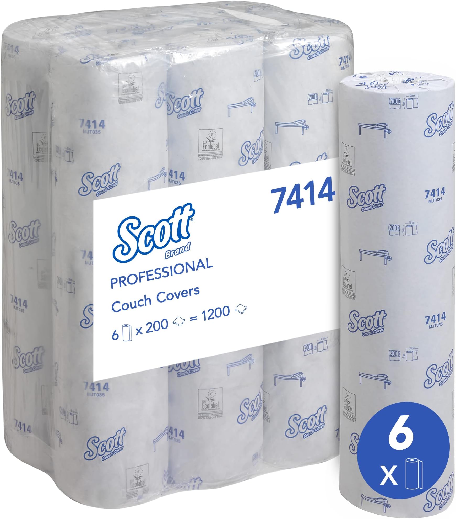 Scott Extra, 7414, Couch Cover (51 cm wide), 2 Ply, Blue, 6 Rolls x 200 Sheets