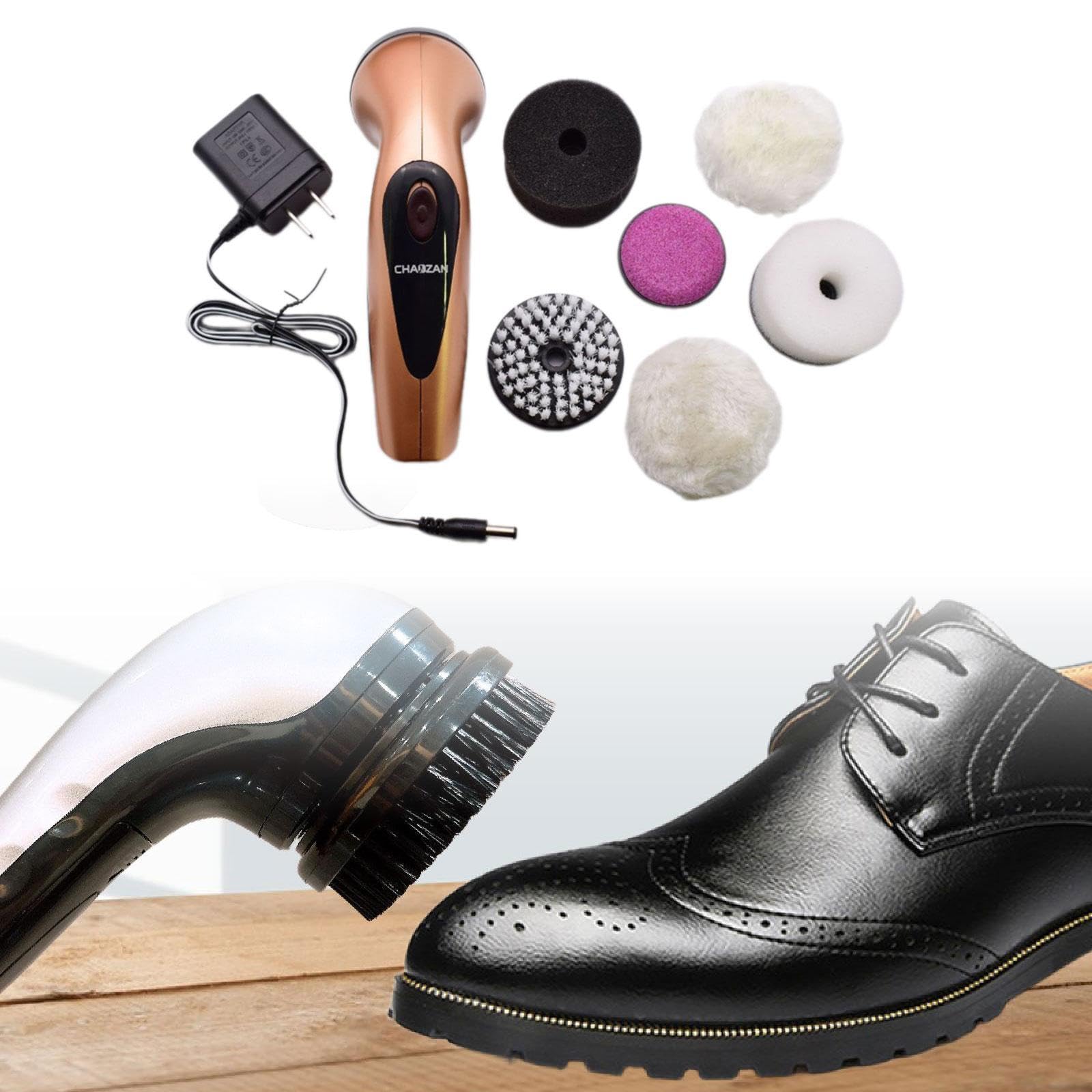 Ensemble de Brosses à Chaussures électriques Comprenant Une Unité Portable, Une Brosse de Cirage Automatique, Un Dépoussiéreur et Un Kit D'entreti
