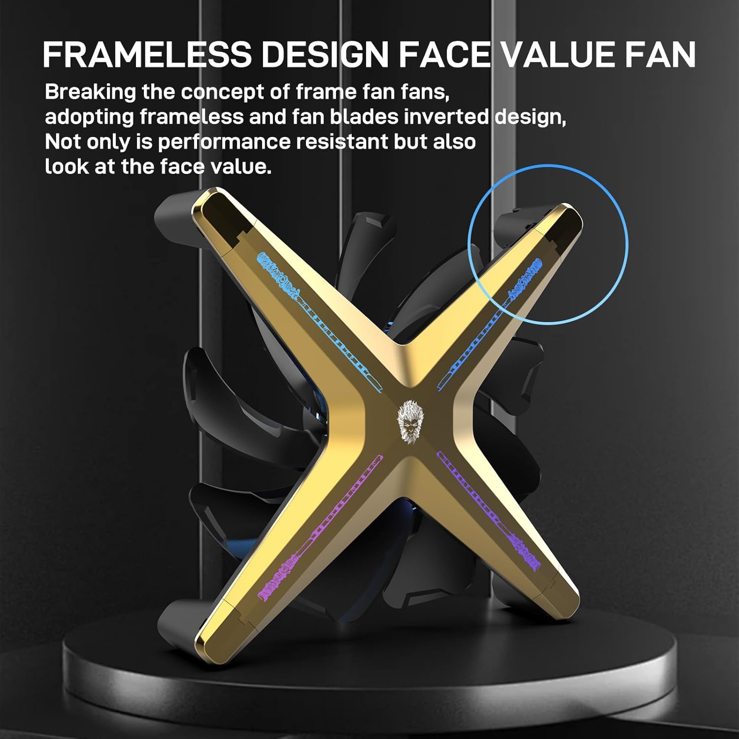 ALSEYE X12 Case Fan ARGB PWM Computer Air Cooling Fan - High Performance Silent Operation 120mm RGB CPU Cooling (Golden, Reverse Blade)