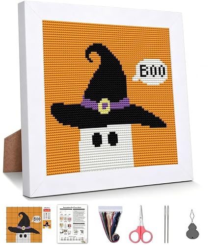 Halloween Stamped Cross Stitch Kits for Beginners Adults with Framed