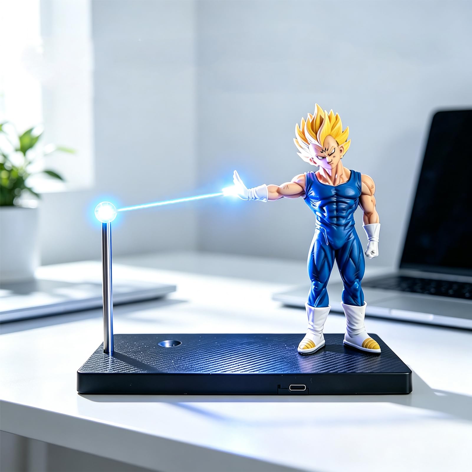 Dragon Ball Magnetisch Nachtlicht,Super Saiyan Son Goku Nachtlicht,Dragon Ball Z Actionfigur Lampe,3D LED Illusion Lampe,décoration de chambre pour fan Goku (stil-2)