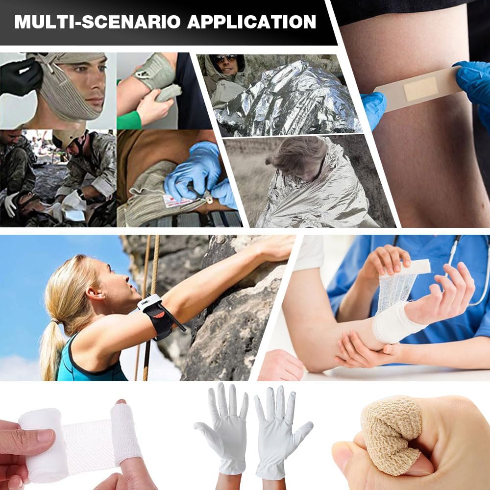 Set di pronto soccorso da 54 pezzi, per esterni, primo soccorso, kit di primo soccorso, kit di sopravvivenza, kit di pronto soccorso, borsa tattica medica per esterni, casa, auto, campeggio