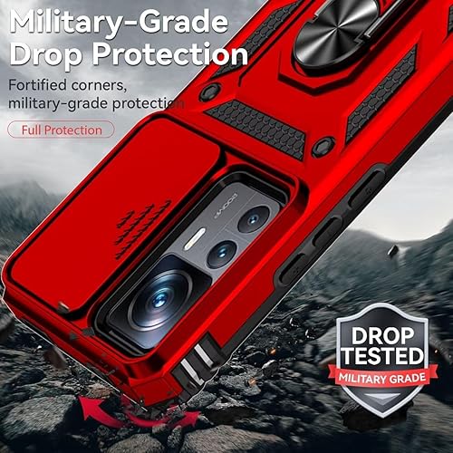 Miniatura 7 de Yodueiv Funda para Xiaomi 12T ProXiaomi 12TRedmi K50 Ultra con protector de pantalla de vidrio templado y cubierta de cámara deslizante, anillo