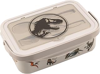 Fast Forward Jurassic World Bento Lunch Box for Kids | Dinosaur Food Container with Utensils | Toddler Lunchbox with Compartments & Handle | Ages 3+