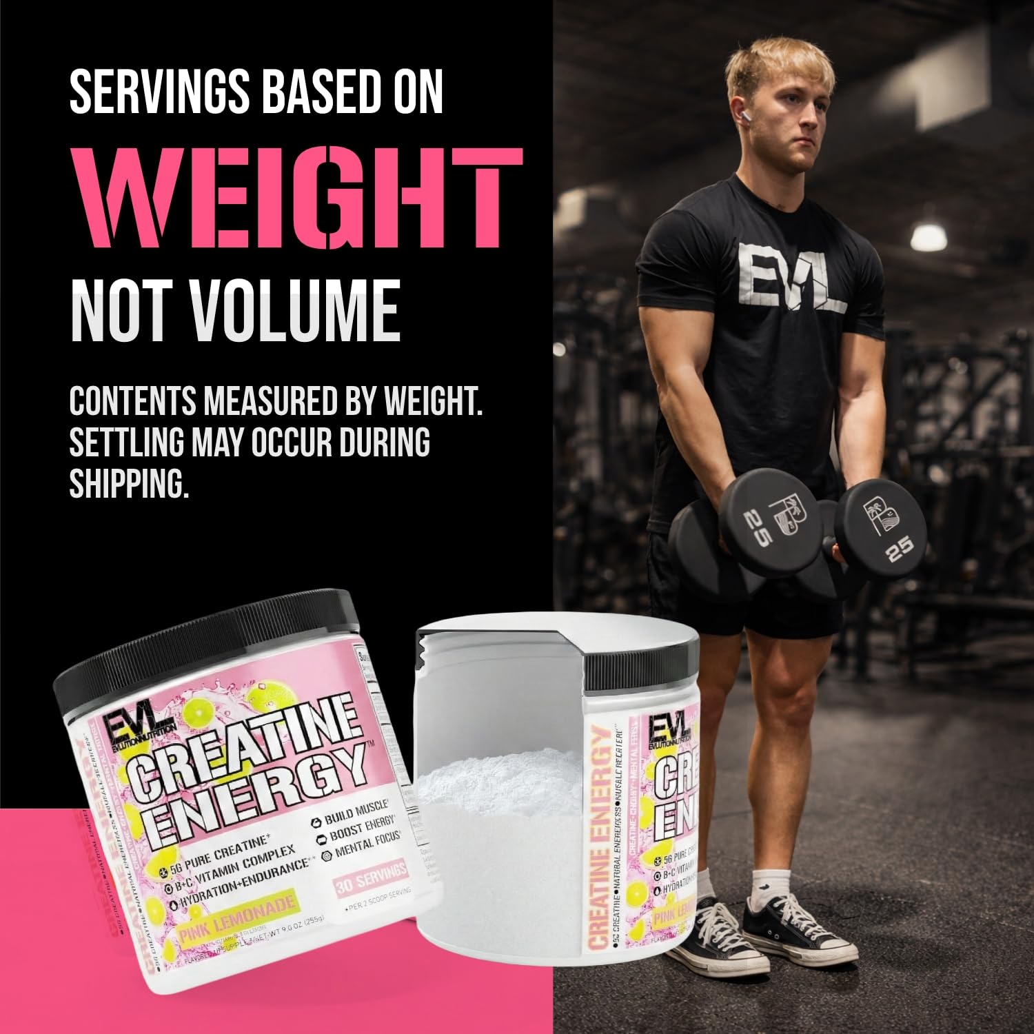 EVL Creatine Energy Powder - 30 Servings - Pink Lemonade — Amazon image 6