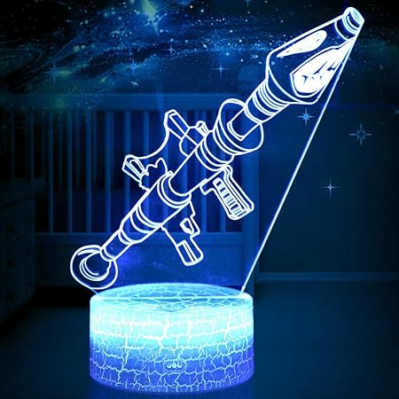 Amazon 要塞夜のライトロケットランチャー変更可能なusbタッチledランプライトlampada 3dビジュアルbulbingランプ子供の部屋の装飾ホリデーライト ロケットランチャー Whatook テーブルランプ 通販