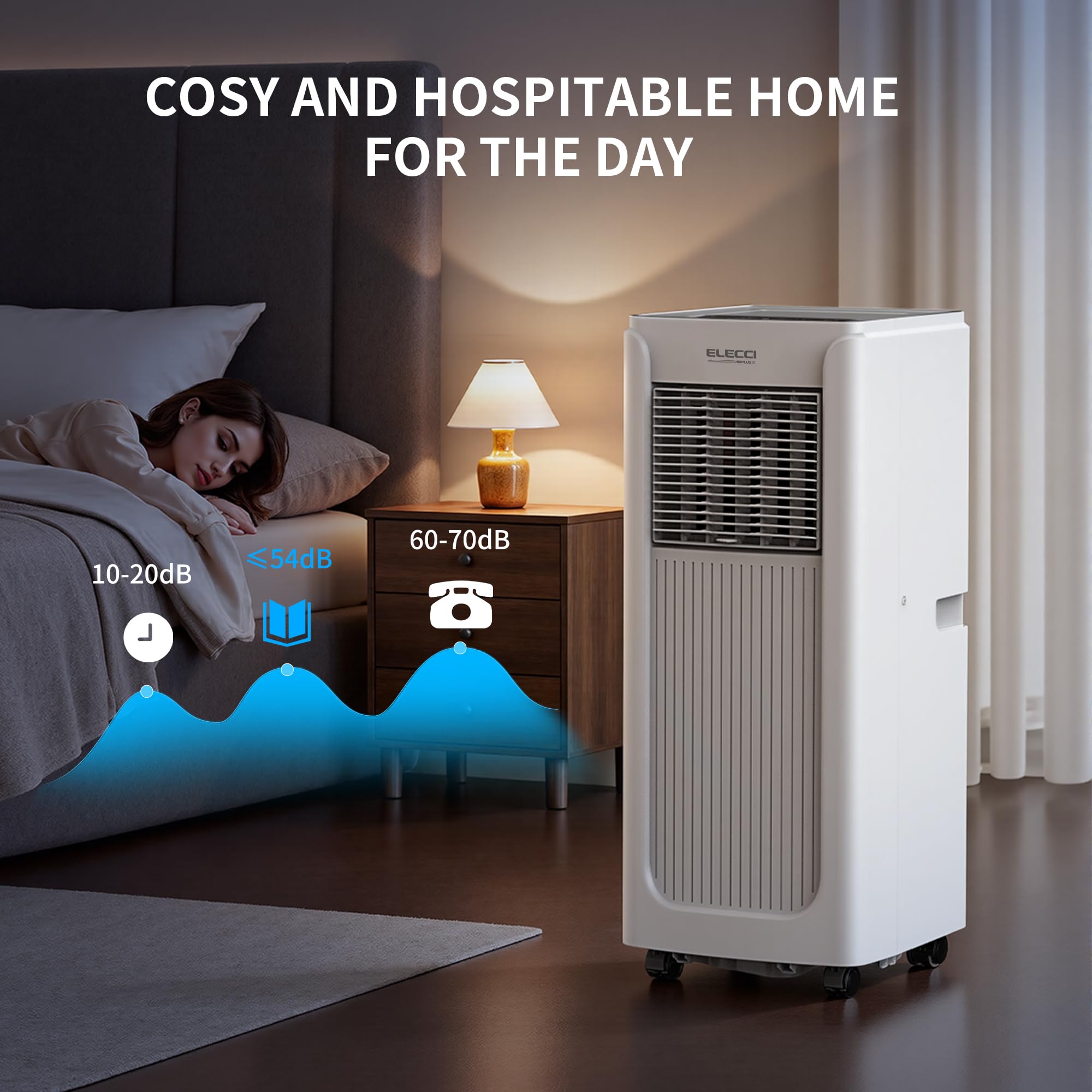 3-in-1-Handheld-Klimagerät mit 8500 BTU, ELECCI Mobile-Klimaanlage mit Kühl- und Entfeuchtungsfunktion, Lüftermodus für Home Office, 24-Stunden-Timer, Fensteranpassung, Digitales Display