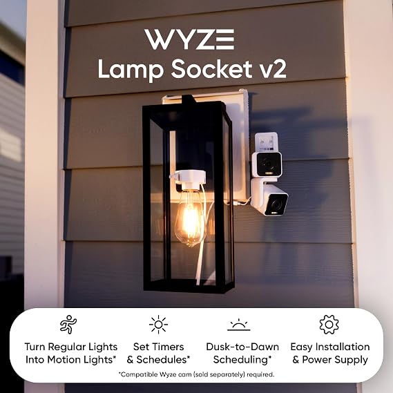 Wyze Lamp Socket v2 Power Adapter for Wyze Cam v3/v3 Pro/ v4/OG/Pan v3/Pan v4(Camera Sold Separately)