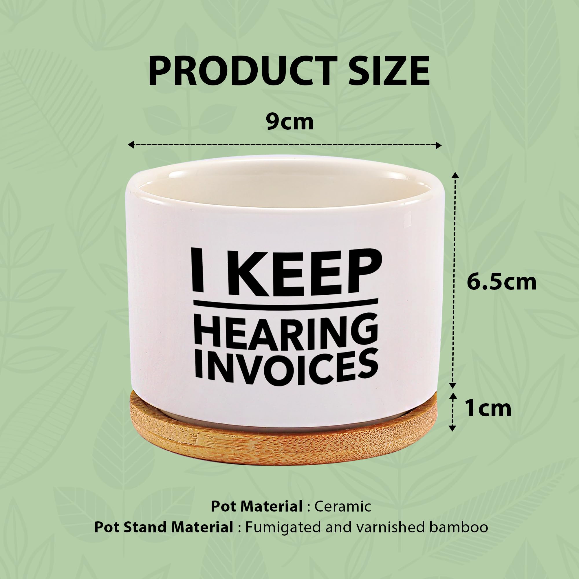 I Keep Hearing Invoices Accountant Gifts for Accounting Student Graduation Gifts CPA Bookkeeper Ceramic Succulent Plant Pot with Bamboo Tray Round Home Office Decor 3.5 Inch White (No Plants)