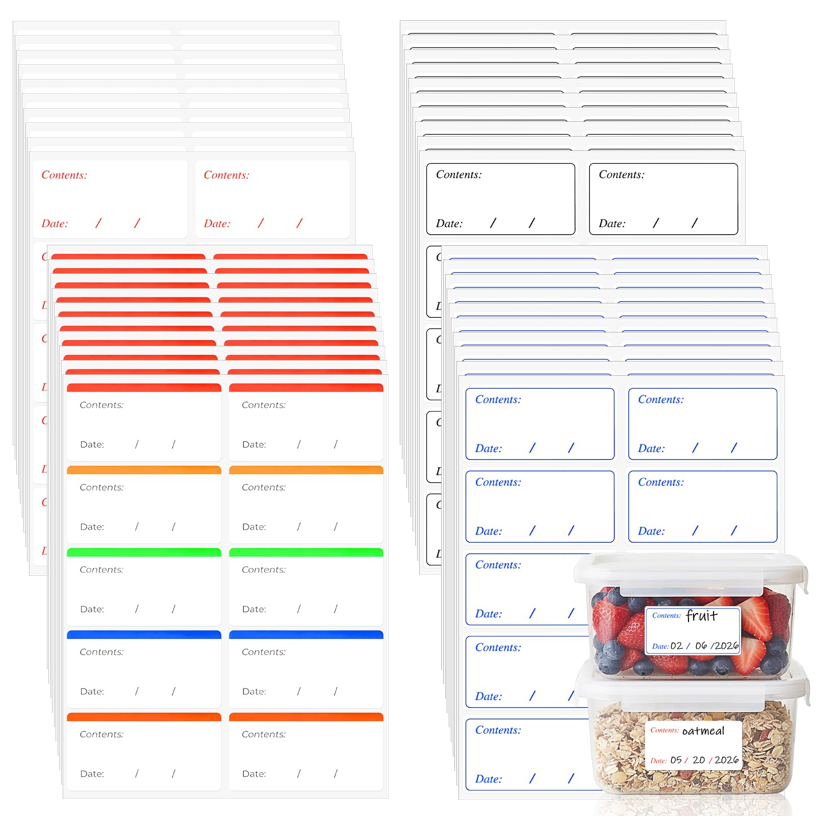 DOPENSPI 400 Pcs 6x3cm Freezer Labels Easy Peel Off, Food Labels Stickers