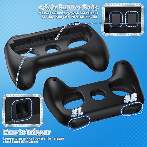 Vista 6 de [Switch 1/2 Compatible] FASTSNAIL Grips for Nintendo Switch 2(2025)/1&OLED for Joy-Con 2, Wear-Resistant & Anti-Slip Controller Grips Handle Kit