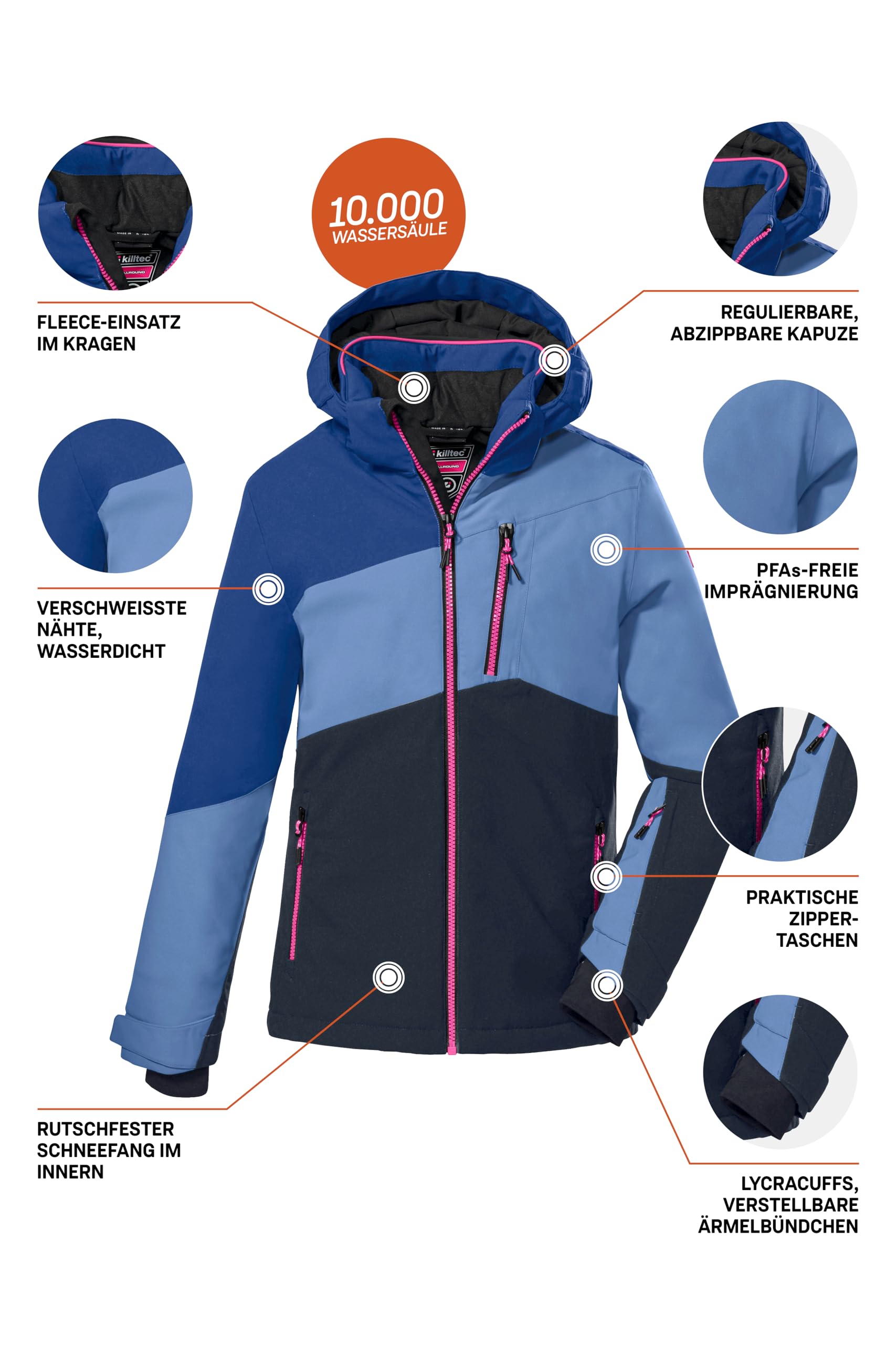Killtec Mädchen Ksw 166 Grls Ski Jckt Skijacke/Funktionsjacke mit abzippbarer Kapuze und Schneefang