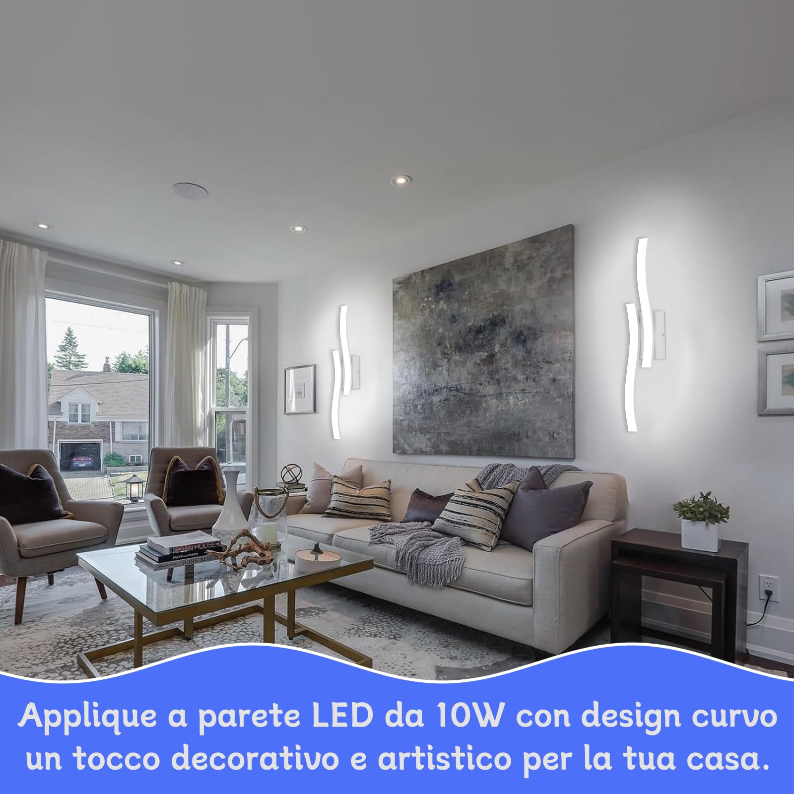 Voltix Applique da Parete Interno LED 10W–Lampada da Parete Moderna per Camera da Letto, Corridoio, Soggiorno–Applique Camera da Letto per Illuminazione Elegante e Funzionale (Bianco Freddo - 6500K)