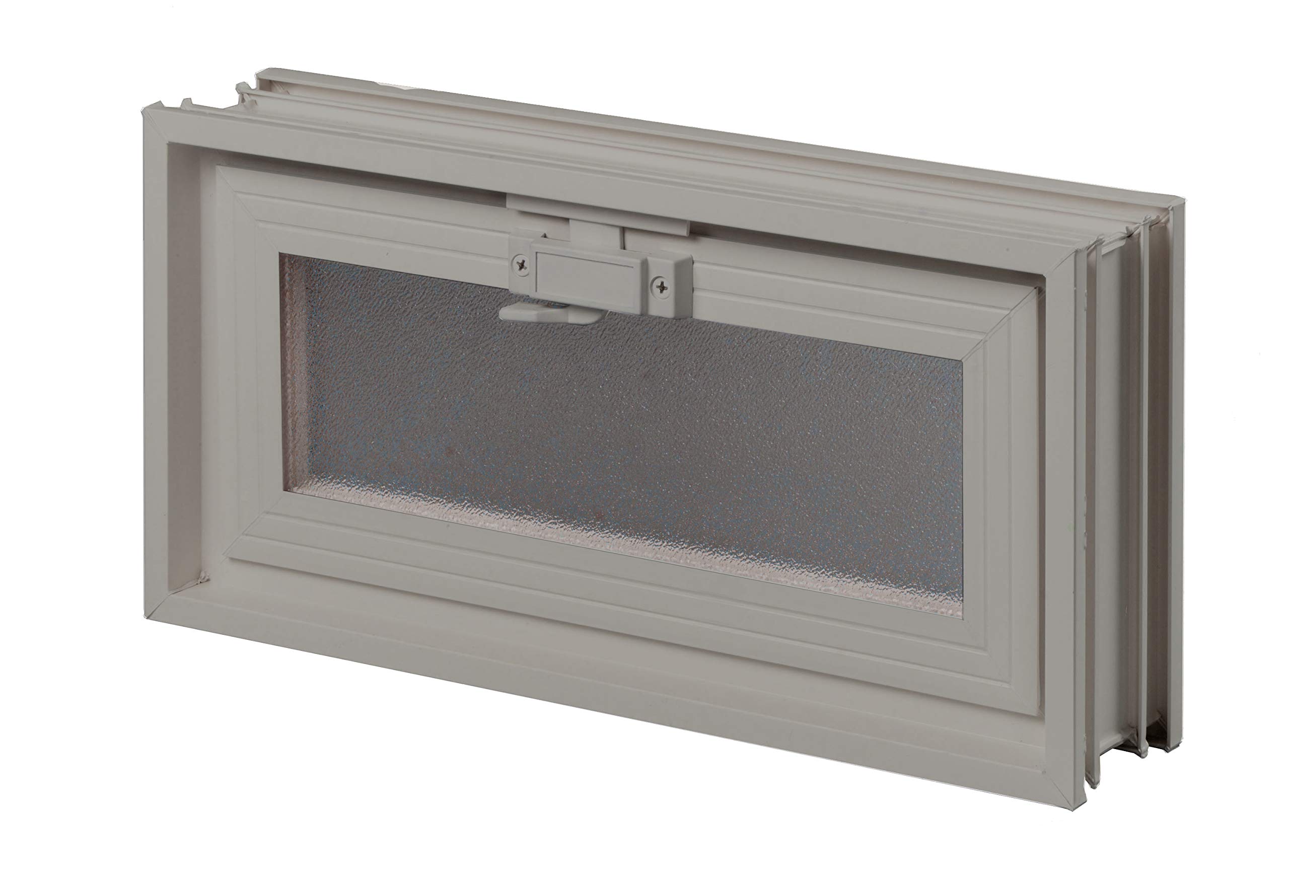 Fuchs Design Lüftungsfenster 384x189mm, kieselgrau. Anstatt 2 Glasbausteine im Format 19x19x8cm, mit Fliegengitter