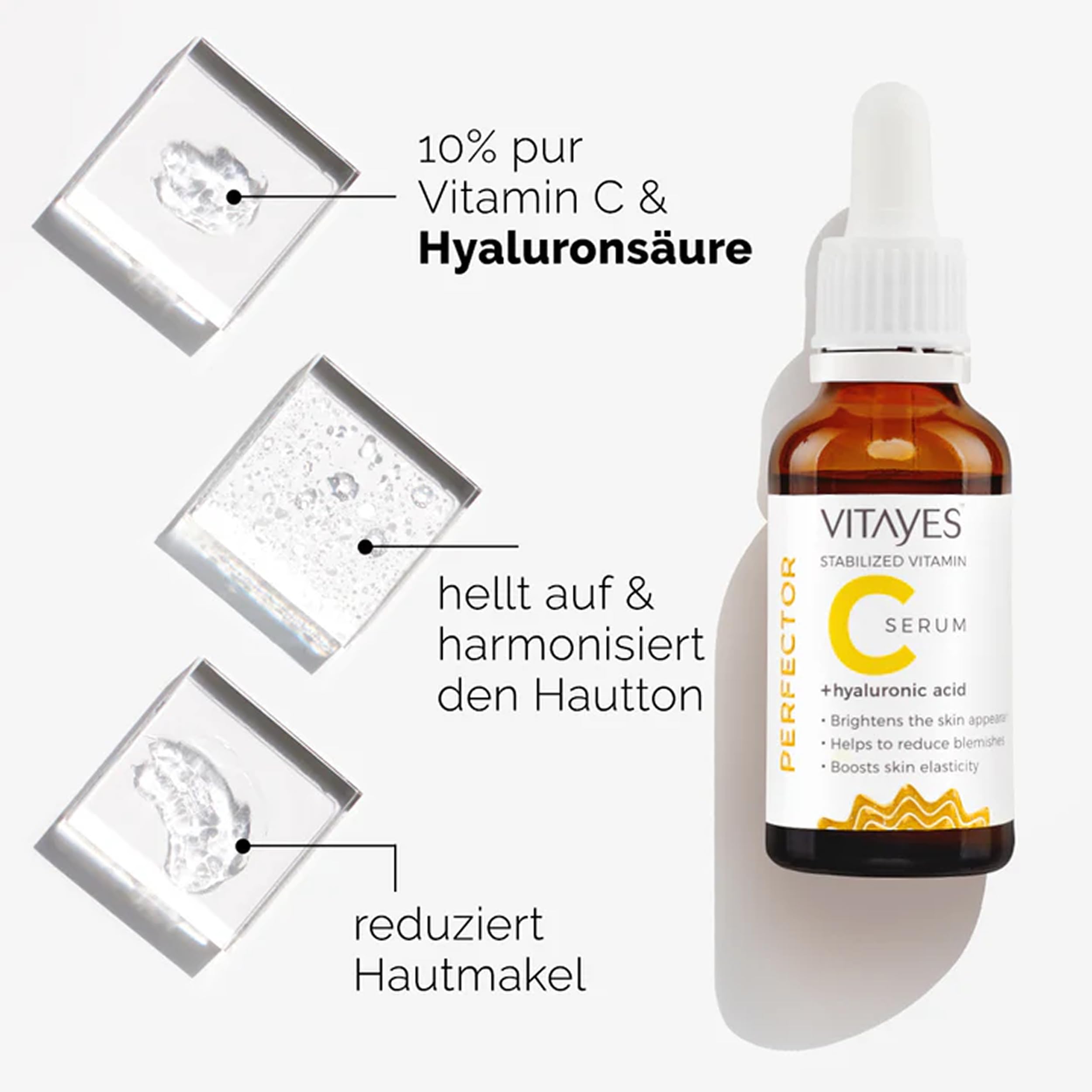 VITAYES Skincare Set Vegan - Instant Ageback 20 ml - Perfector Vitamin C Serum Mit Hyaluronsäure 30 ml - Anti Aging Gesichtspflege Routine - für Sichtbar Gepflegte Haut - für alle Hauttypen