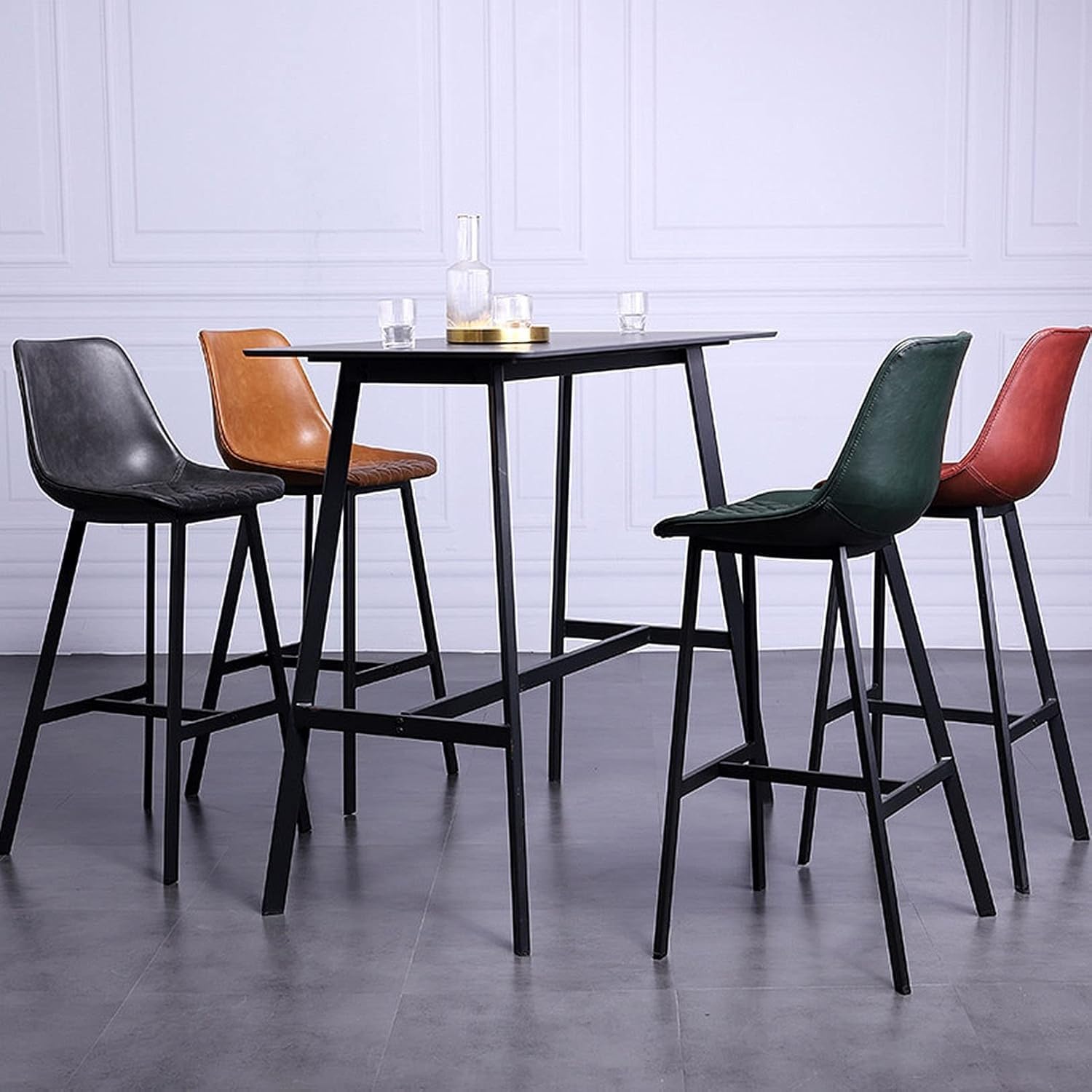 Tabourets de Bar en Similicuir Marron avec Dossier - Chaises élégantes à Hauteur de comptoir pour îlot de Cuisine et Coin Repas, 75 cm (30 po), Assise Durable et Confortable, 1 pièce