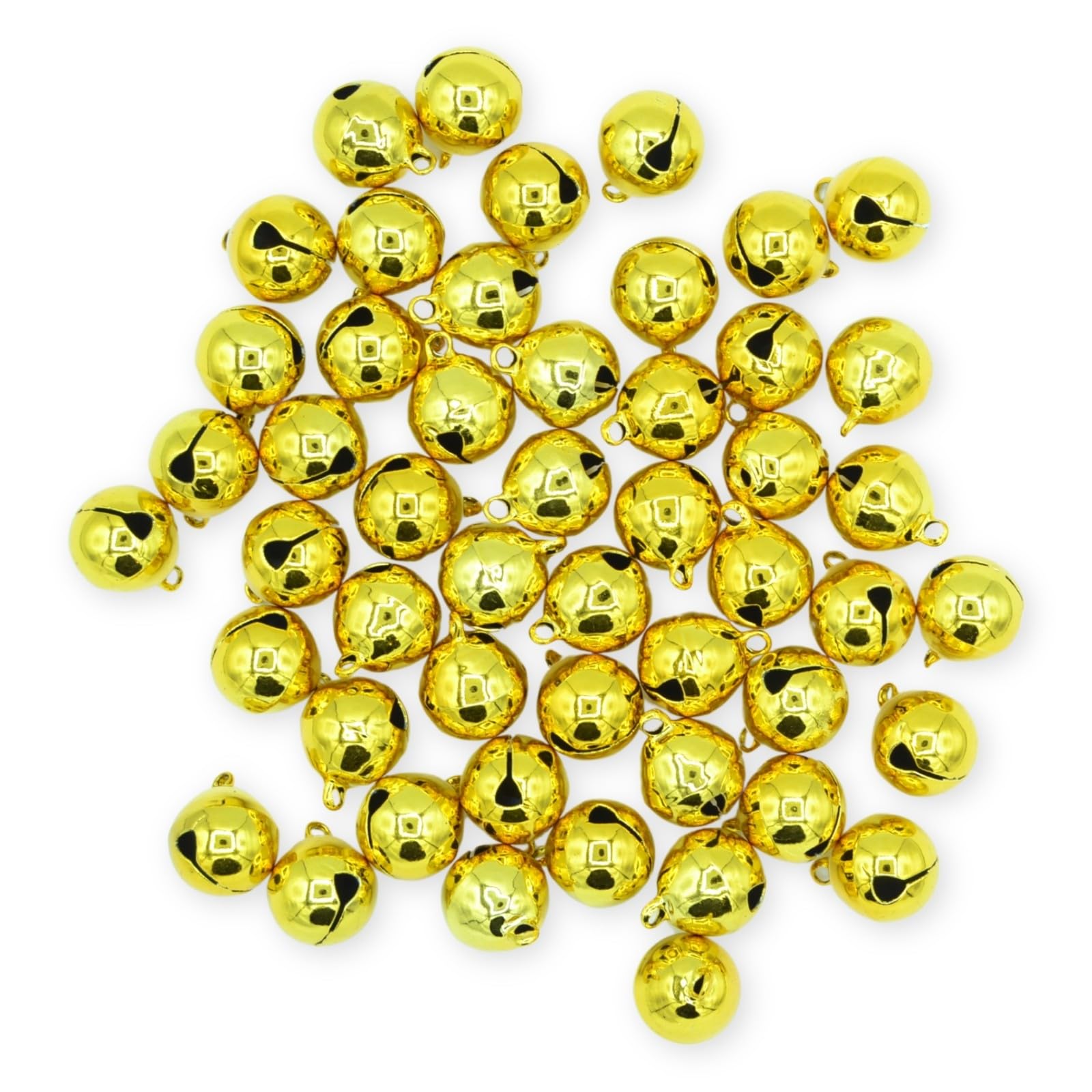 celloexpress 18mm Yellow Gold Jingle Bells - Mini Christmas Craft DIY Festive Decorations Gift Wrap (Pack of 50)
