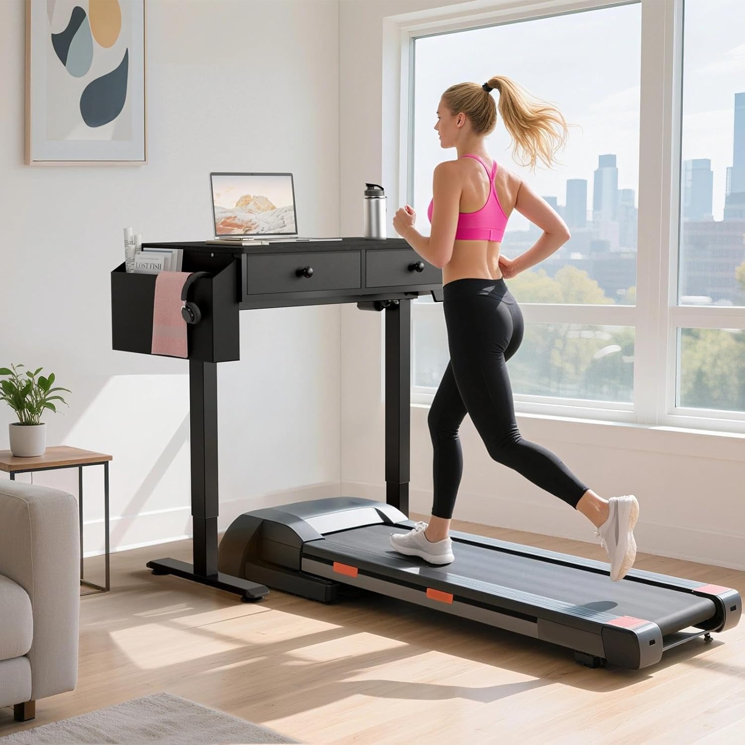 Lufeiya Höhenverstellbarer Schreibtisch Mit 2 Schublade Kleiner Schreibtisch Schwarz Computertisch mit Stauraum Ergonomischer Arbeitstisch für Büro HomeOffice Gaming 80X50CM