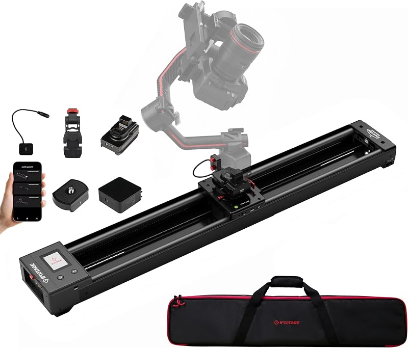 IFOOTAGE Shark Slider Nano II-860 5-Axis Motion Control Camera Slider, compatible con cardanes RS2/RS3 Pro/RS4, 11 libras de carga máxima, 34"de longitud, 7.65libras de peso ligero, AI Powered Quiet Filmmaking Slider