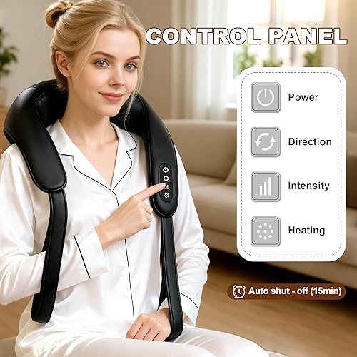 Miniatura 5 de Masajeador de cuello Shiatsu, masajeador de espalda con calor para aliviar el dolor de tejido profundo, almohada masajeadora de hombros 3D, regalos