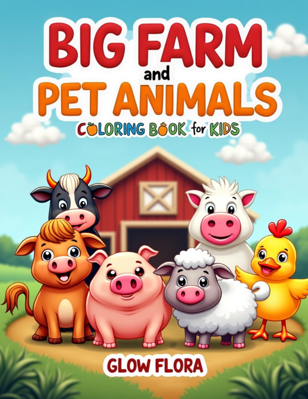Big Farm & Pet Animals Coloring Book for Kids: 40 Easy and Adorable Animal Coloring Pages with Thick Bold Lines for Preschool and Early Learning Fun