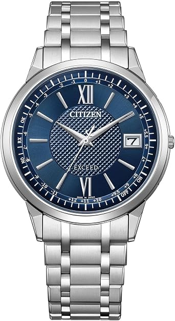 CITIZEN CB1140-61L Wristwatch, ExCEED Atomic Clock/Thin/Lightweight, World Time, Eco-Drive, Dress Watch, Waterproof, Titanium, Mens, Business, Analog, Luxury, Second Hand, Date, Silver, Navy, Blue, Atomic Solar