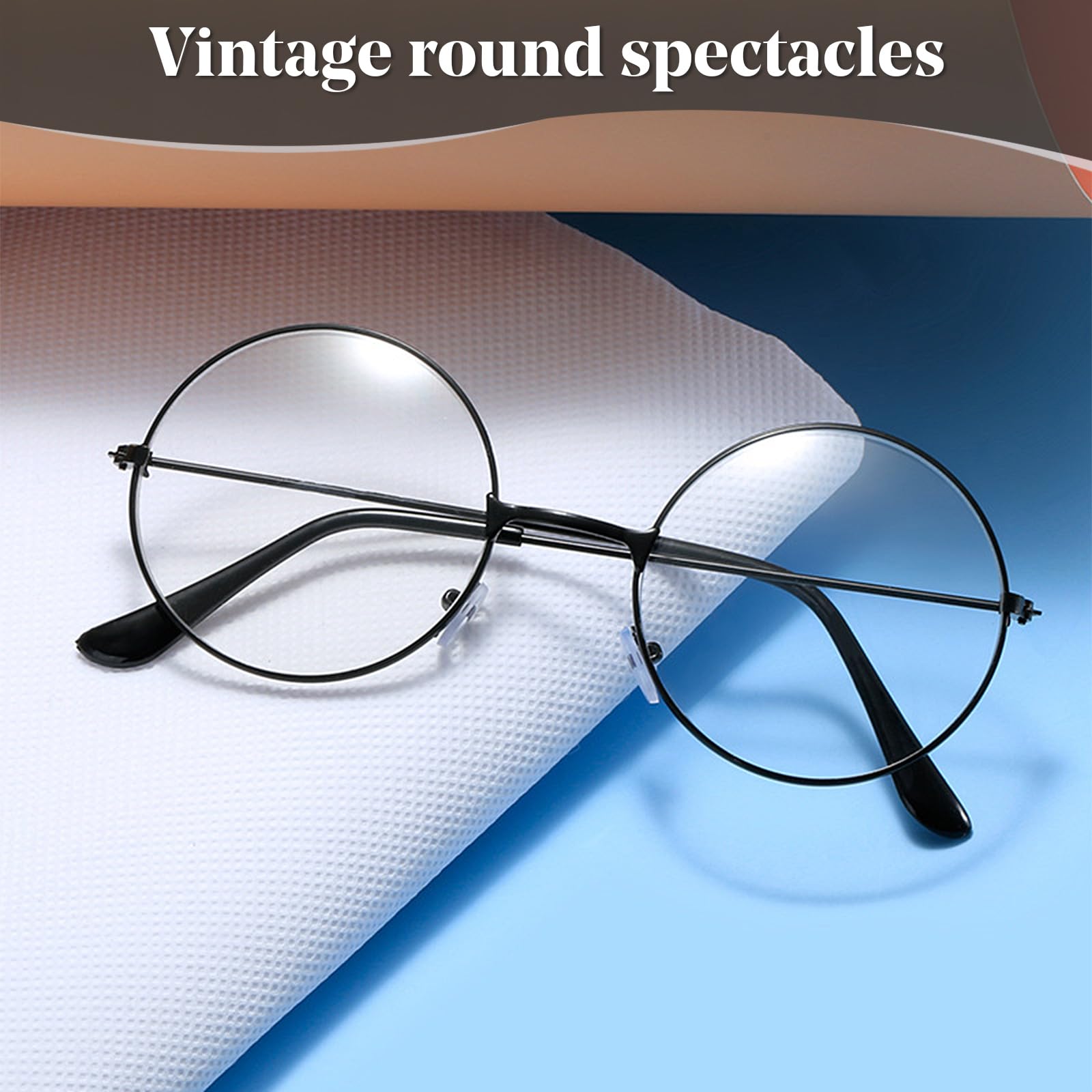 CloudWei SmartSelect 2 works Round Glasses Classic Retro Glasses Black Circle Glasses Fancy Dress Cosplay Party Costume Photo Props Accessories for Adults - Image 3
