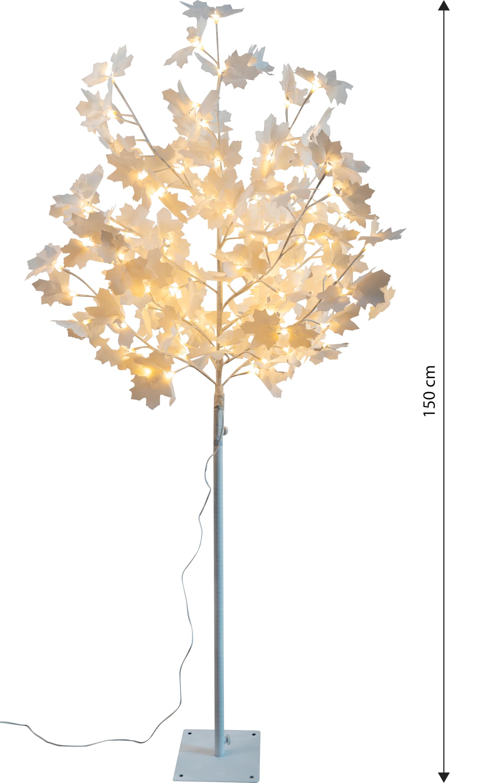 Northpoint LED Baum mit 120 weißen Blüten Wunderschönes warmweißes Licht 150m Höhe Timer Integriert 5m Netzkabel inklusive Heringe zur Befestigung Ideale Dekoration