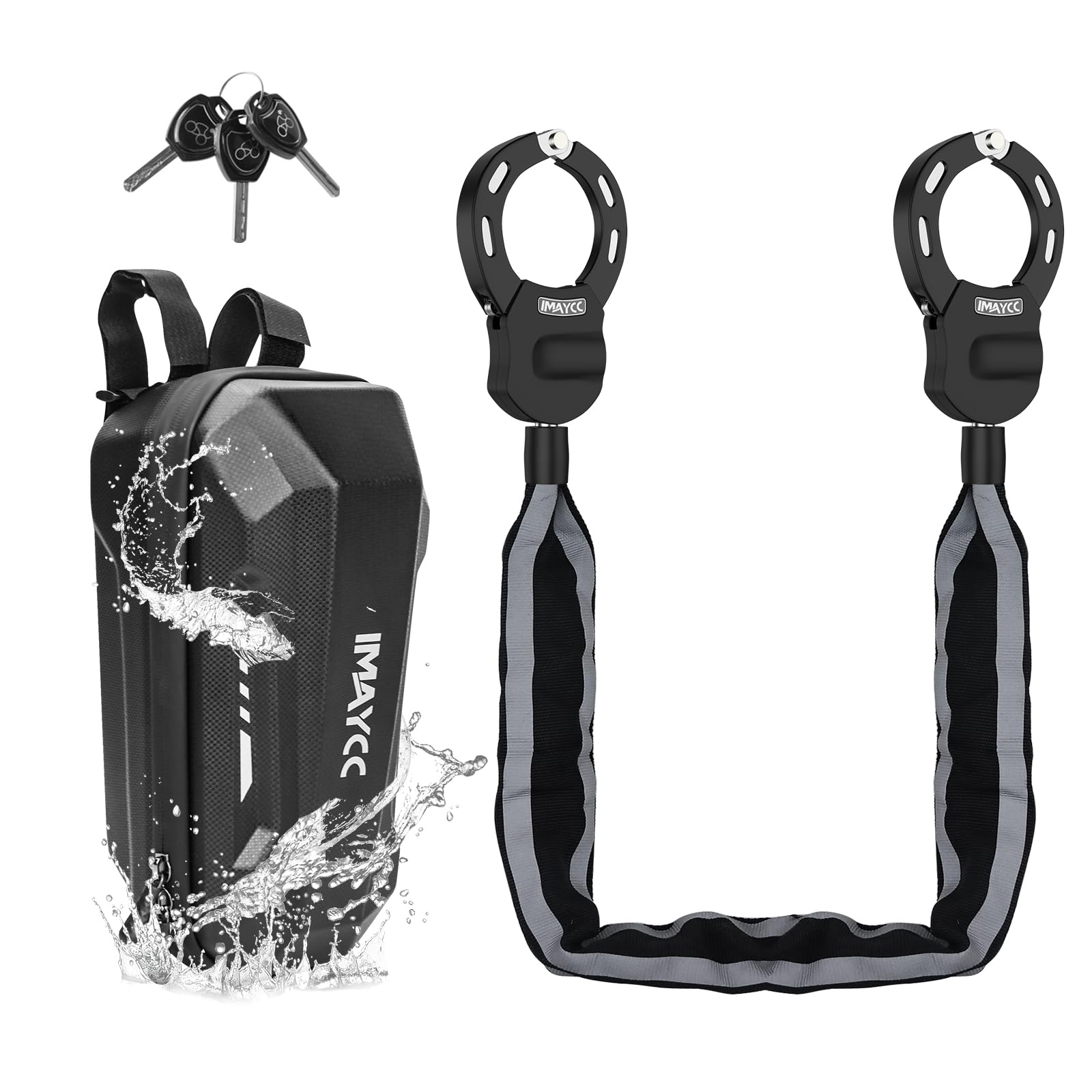 IMAYCC Antivol Menotte Trotinette Electrique, Imperméable à l'eau Cadenas Sac, Antivol Homologué, idéal pour les vélos, Moto, Portail, Clôture, Poussettes, Etc.