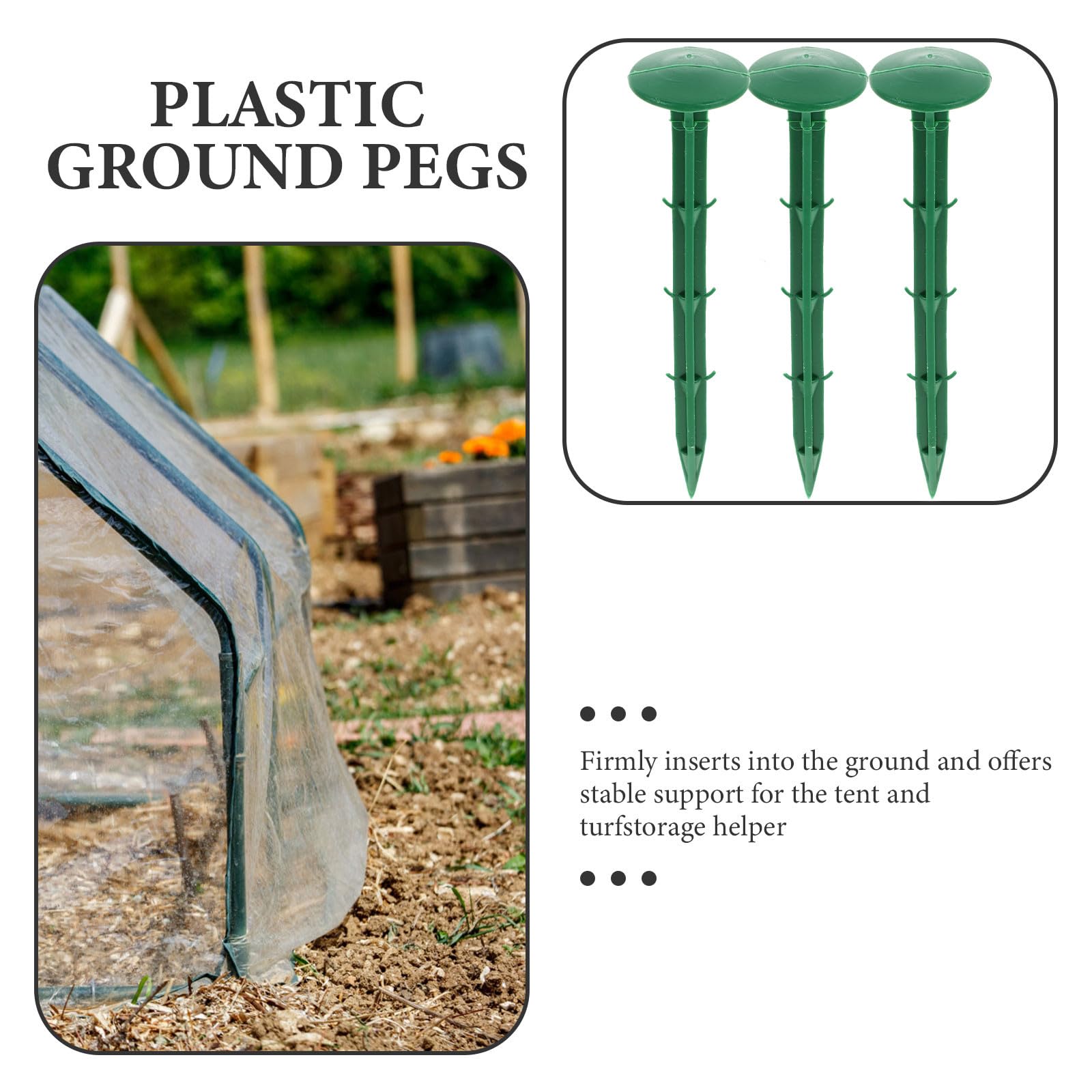 Piquets de Plastique Verts 100 Pièces, Tuteurs de Jardinage Robustes