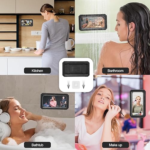 Miniatura 7 de Obsoorth Soporte impermeable para teléfono de ducha montado en la pared, rotación de 360, antivaho HD, alta sensibilidad, pantalla táctil, funda