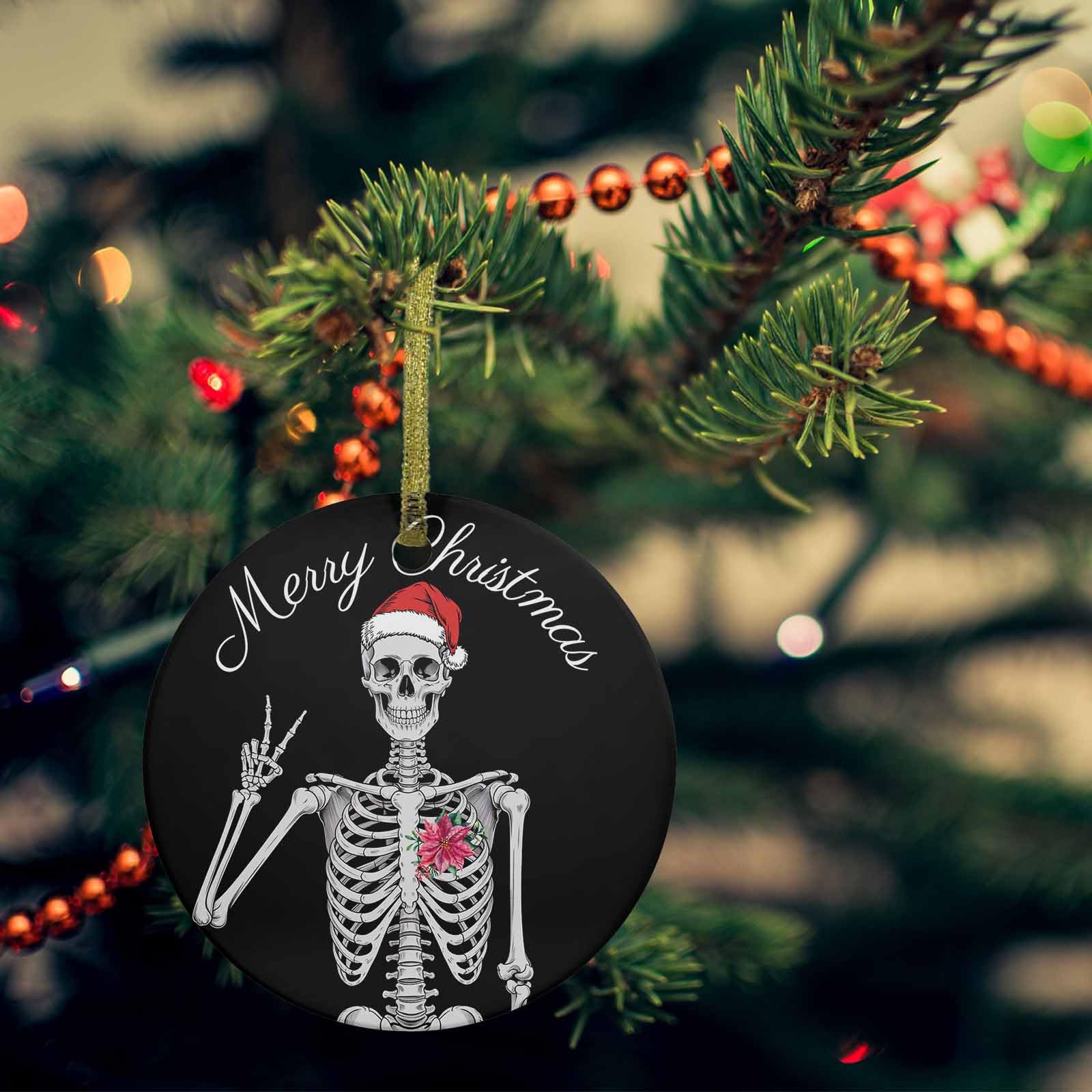 Amazon.com: Merry Christmas Skull Ornaments - Set of 1 | Red