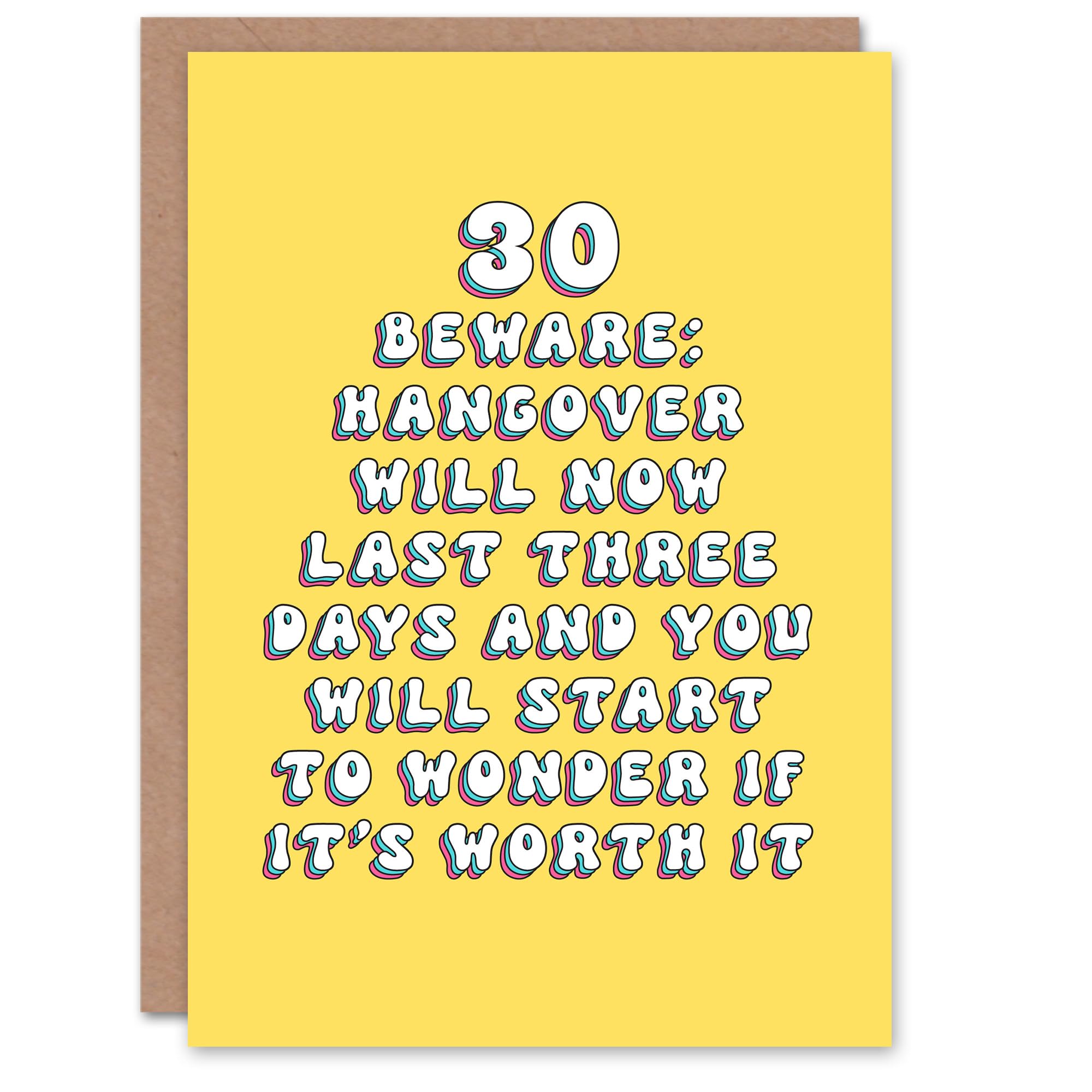 Artery8 Birthday Card 30th Hangovers Now Last Three Days Fun Funny Happy Joke Humour Her Sister Niece Daughter Granddaughter Woman Greeting Card
