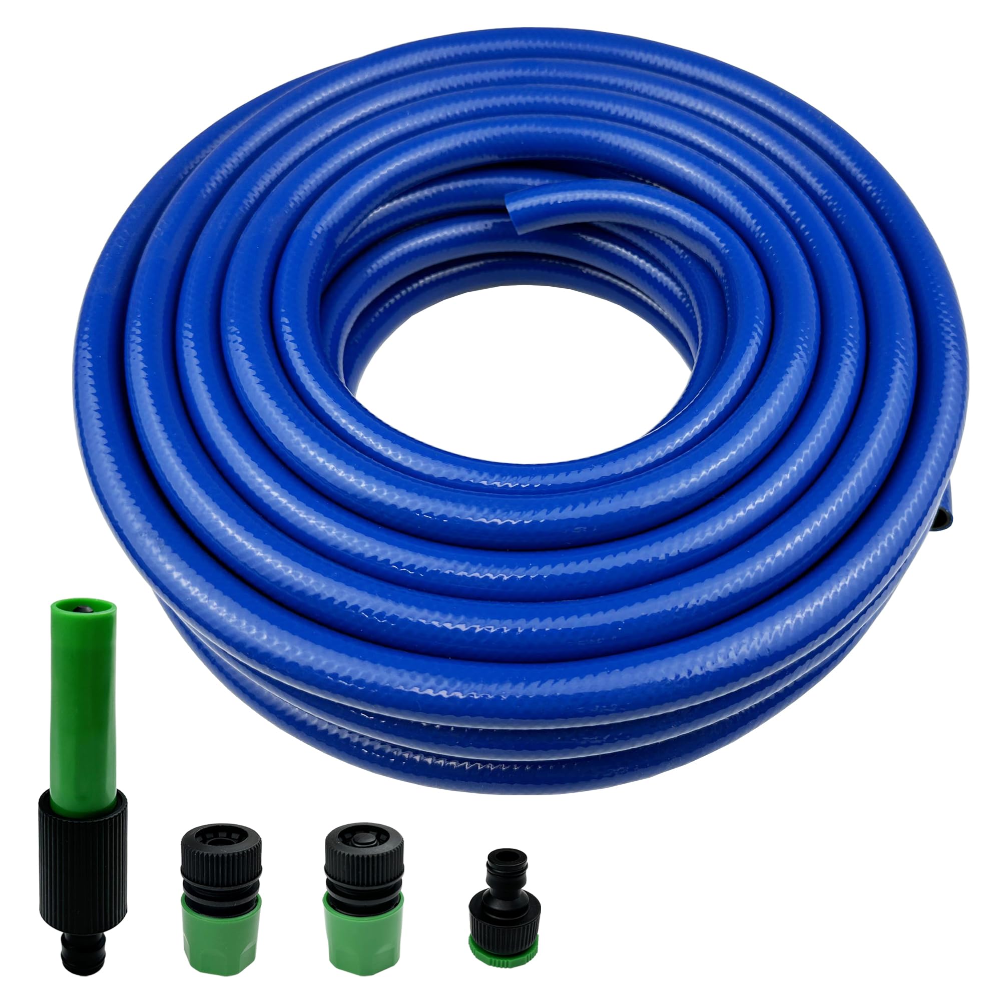 Darnassus Short PVC Garden Hose with Plastic Quick-Connect - 15M (50FT) Leak-Proof and Kink-Free, 12 mm (1/2") ID Leader Hose for Washing Machine RV Caravan