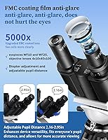 Vista 7 de Microscopio para adultos 40X-5000X de aumento de grado de laboratorio con etapas mecánicas duales y cámara USB HD Microscopio trinocular