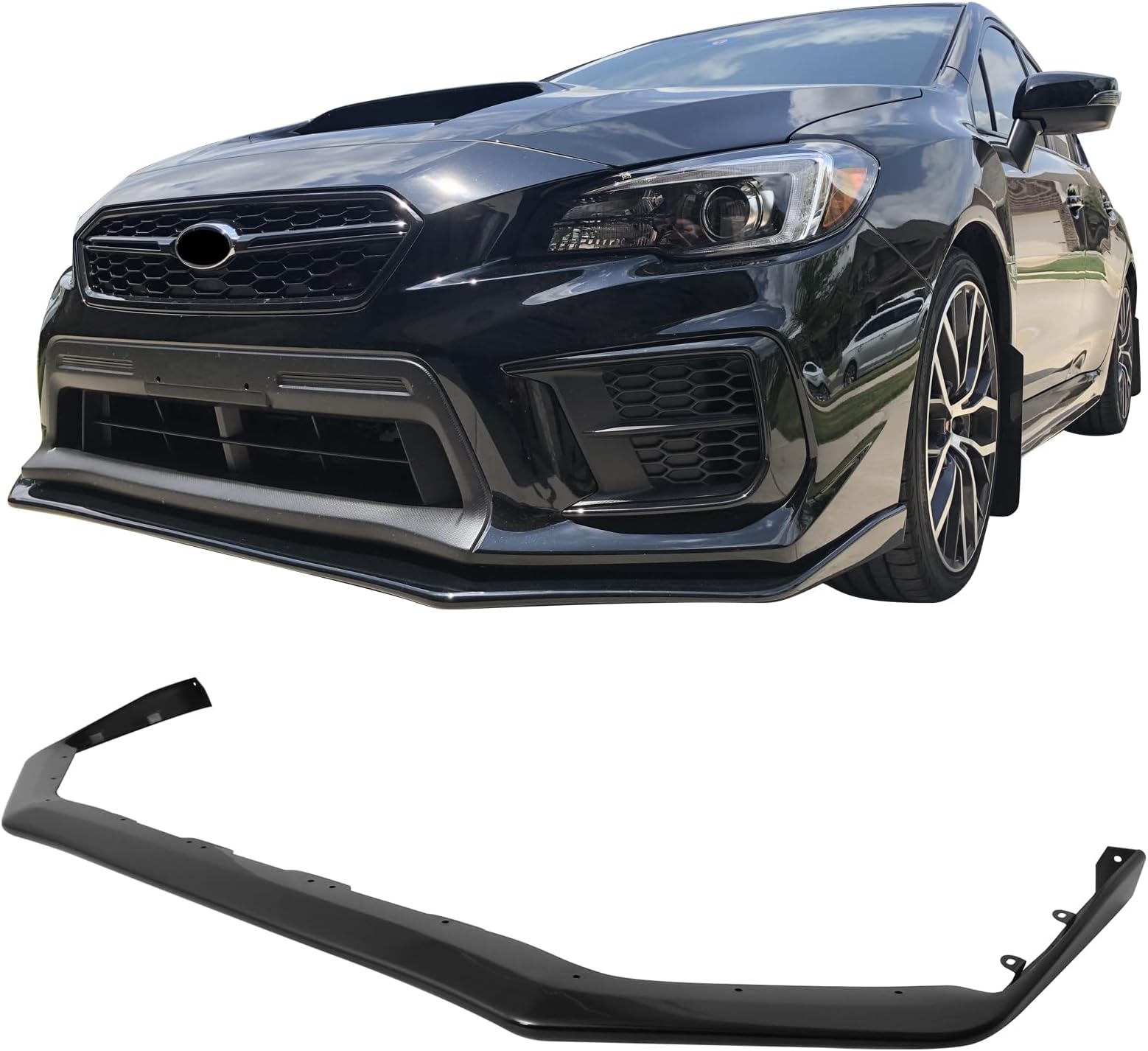 Front Bumper Lip Compatible with 2015-2021 Subaru WRX STI, V-Limited Style Black PP Front Lip Finisher Under Chin Spoiler Add On by IKON MOTORSPORTS