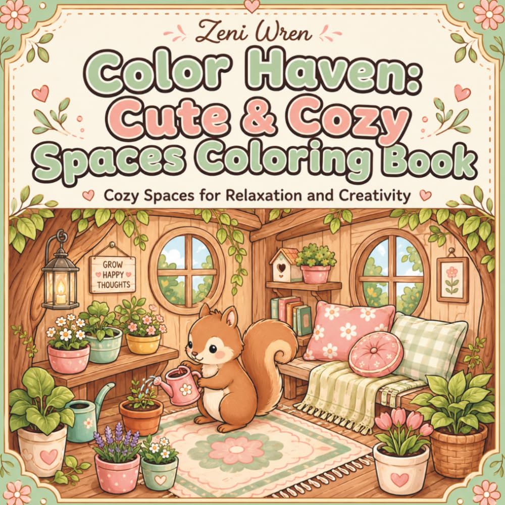 Color Haven: Cute & Cozy Spaces Coloring Book: Cozy Spaces for Relaxation and Creativity