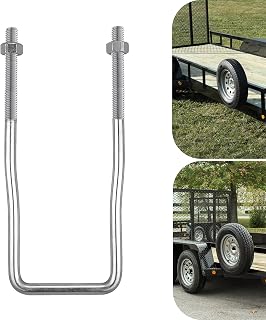 VIAGL U-Bolt Trailer Spare Tire Bracket - Galvanized Side Mount Carrier for 4/5 Lug Wheels on Boat Trailers, Up to 15" Tires