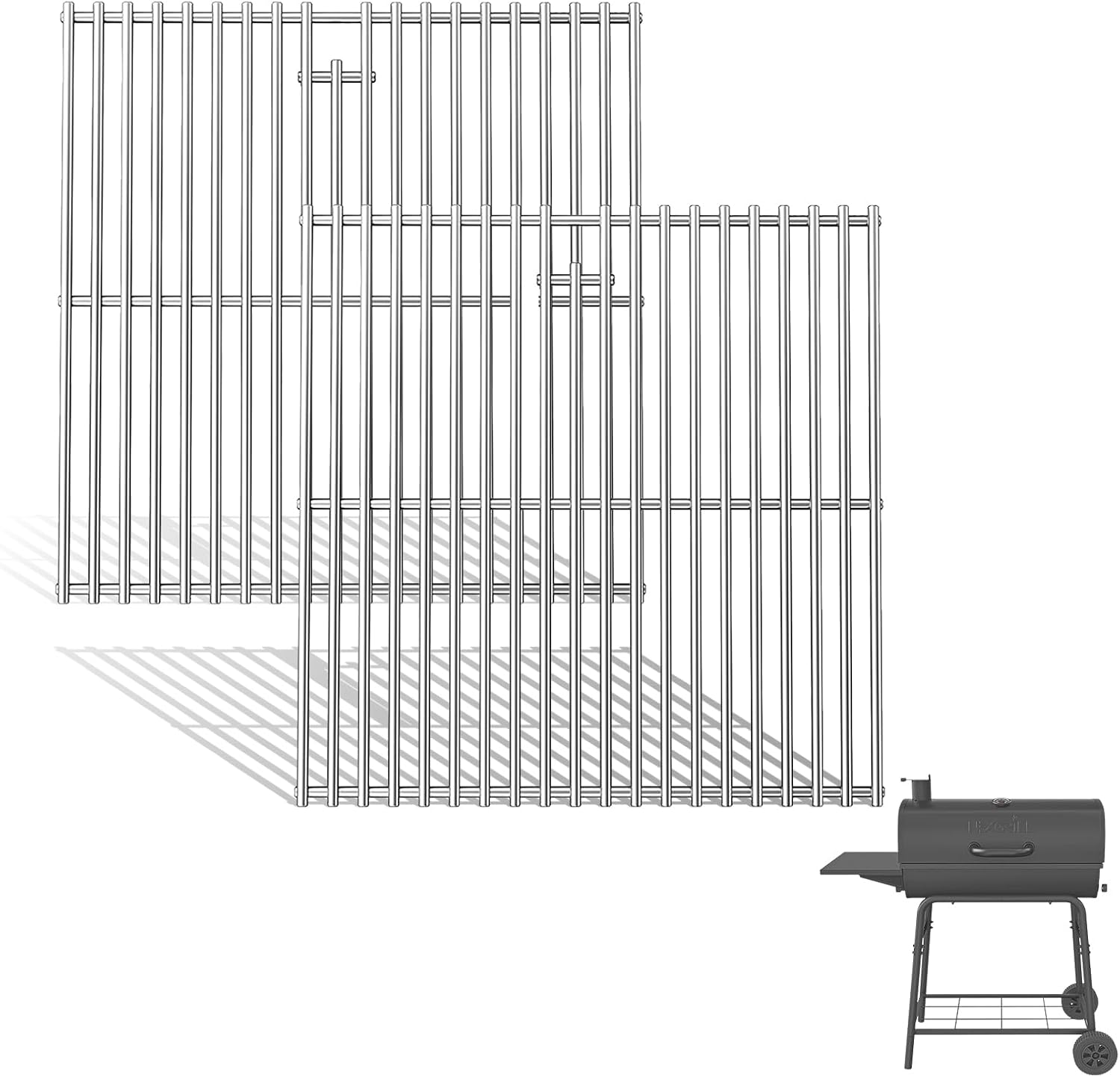 Grill Cooking Grid Grates for Nexgrill 810-0029C Barrel Charcoal Grill Replacement Parts, Stainless Steel Grill Grids for Nexgrill Premium 29 Inch Barrel Smoker Grates Accessories, 2 Pack
