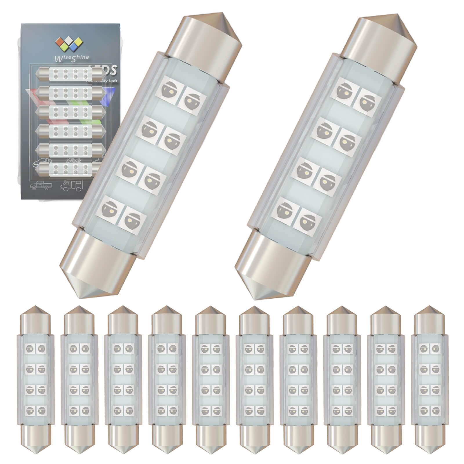 Wiseshine DC12V 41mm 42mm 578 Festoon LED Bulb 212-2 214-2 LED Bulbs Green DE3425 3423 6451 for Automotive Interior Door Cargo Lights (Pack 12)