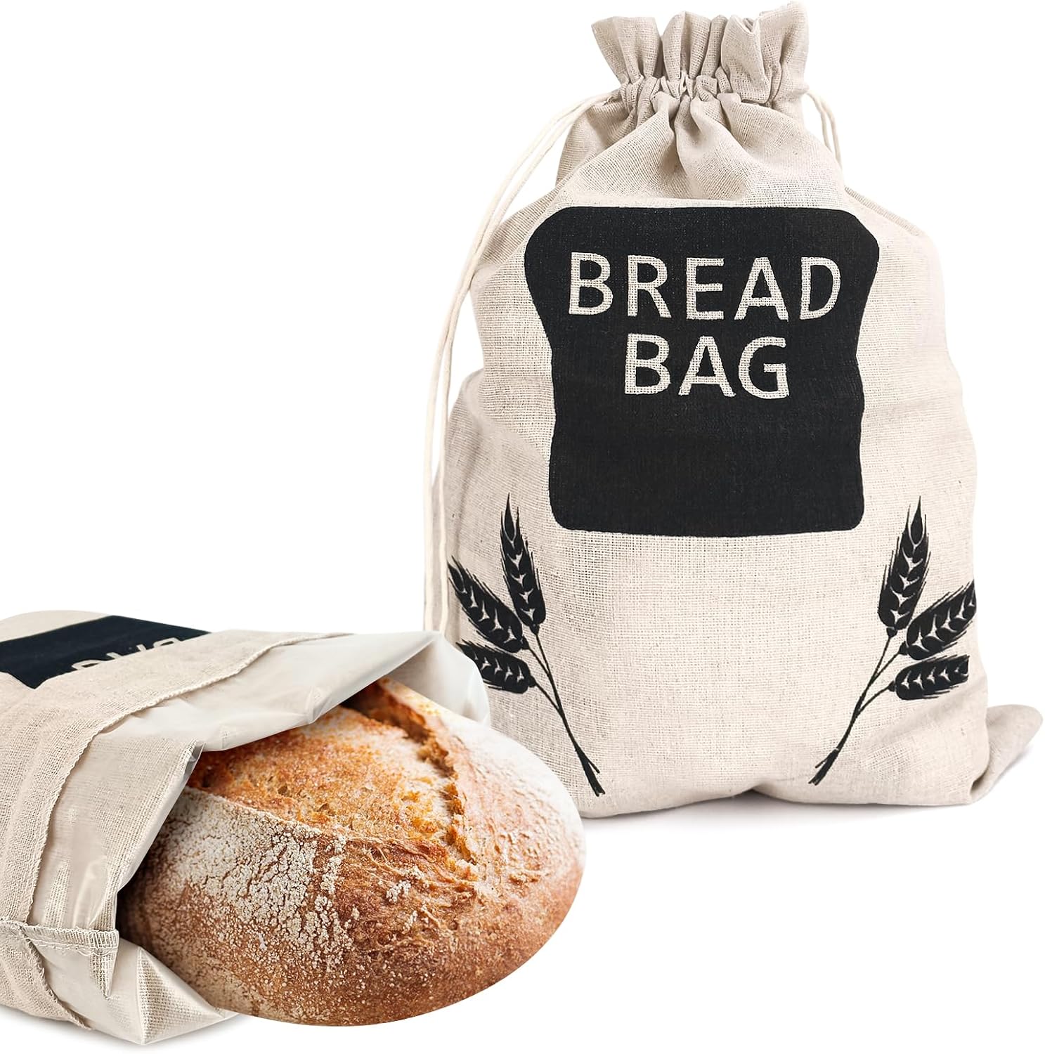 Reusable Bread Bags for Homemade Bread, 19" x 13" Linen