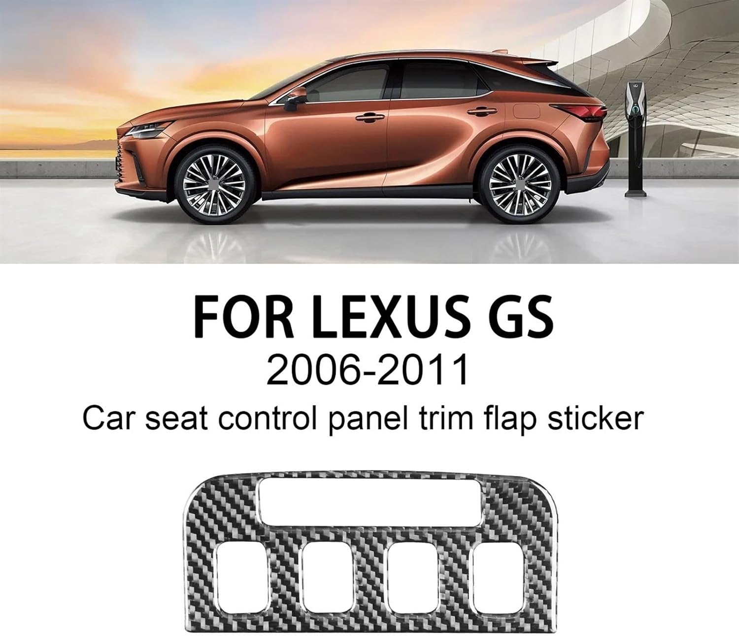 for lexuss GS 2006-2011 Car Seat Control Panel Decoration Cover Sticker Decal Trim Carbon Fiber Interior Accessoire Voiture
