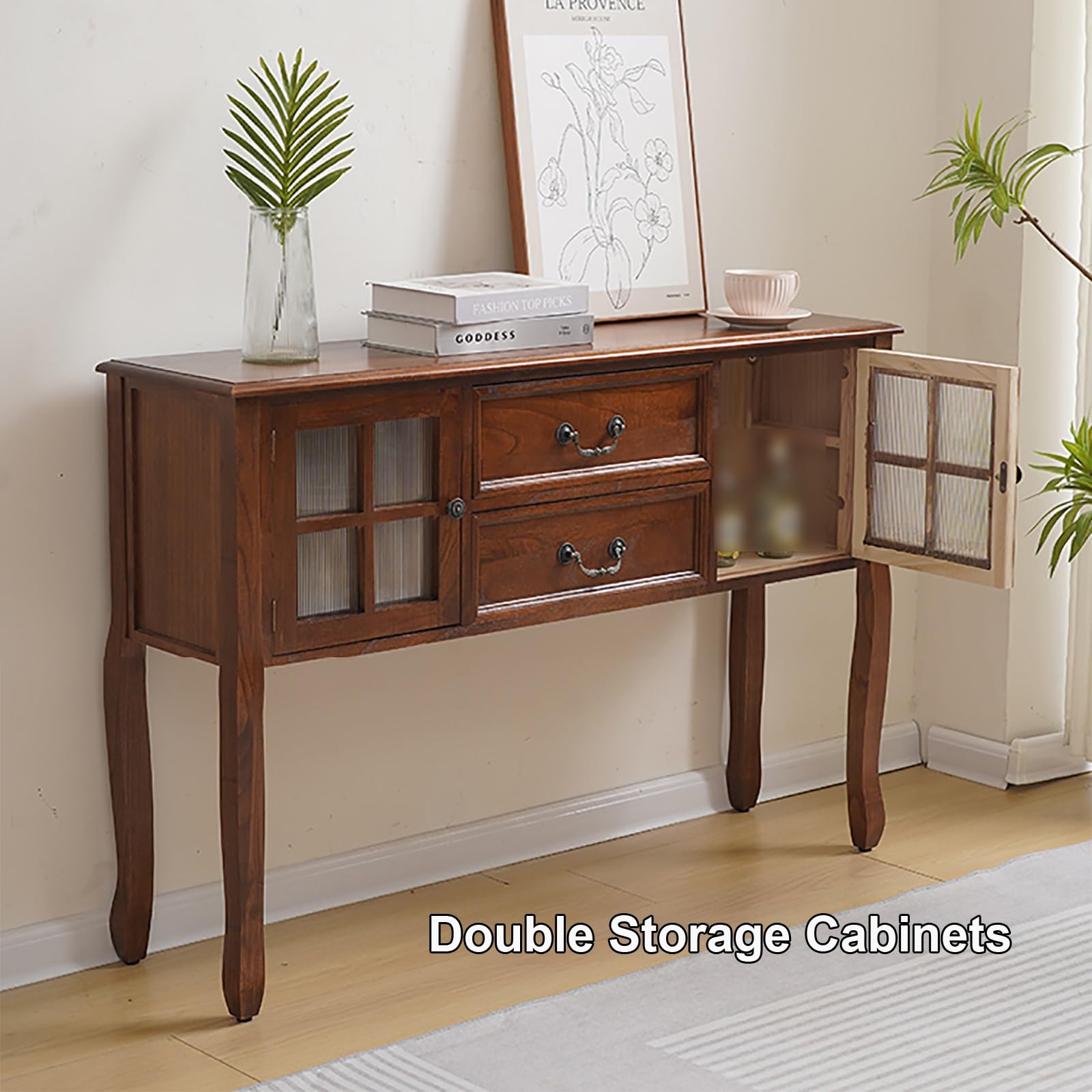 Tavolo Consolle Ingresso in Stile Rustico con Cassetti e Ante, Mobile Svuotatasche Ingresso, Consolle Cucina con Contenitore per Corridoio, Soggiorno(Brown,100x32x82cm/39x12.6x32in)