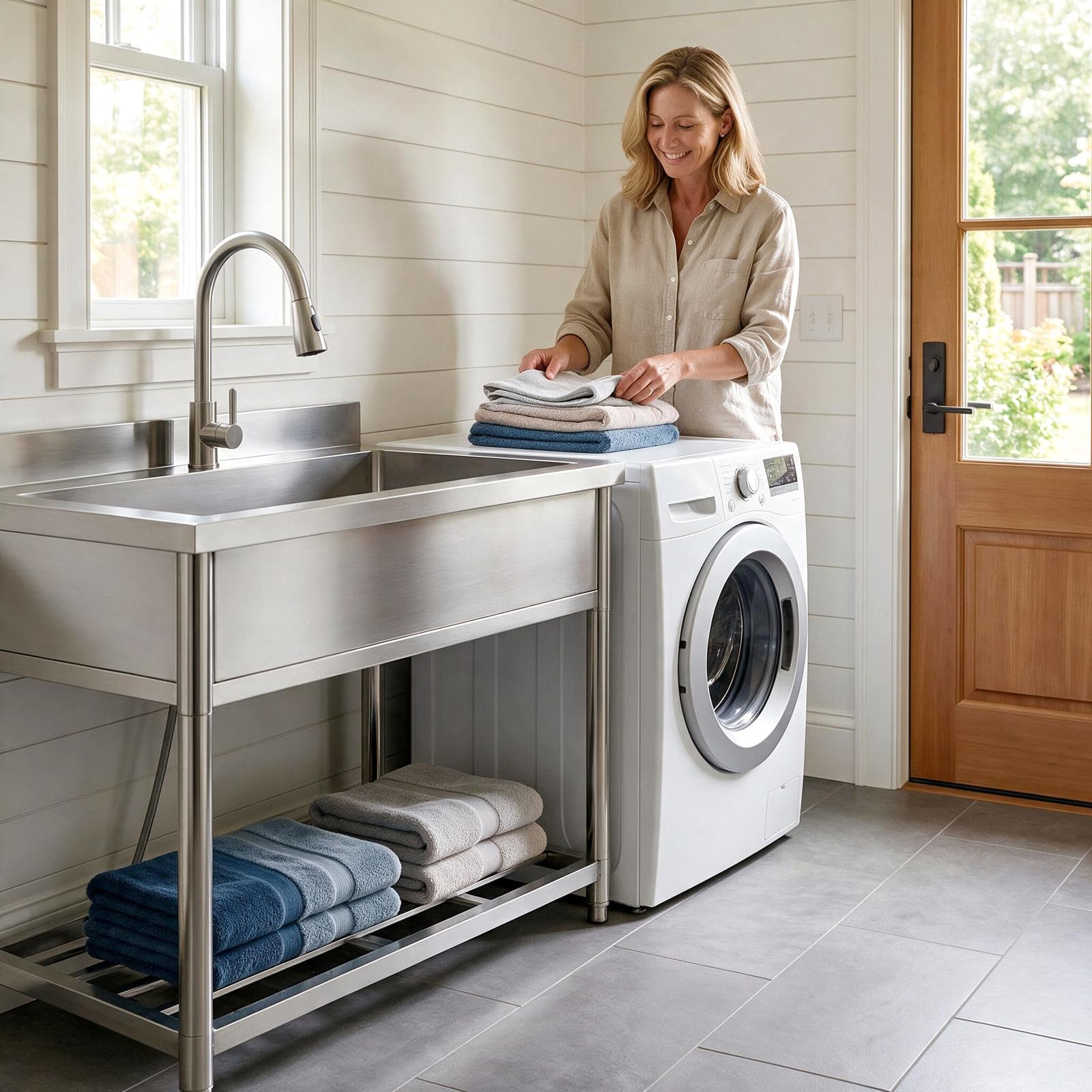 Large Stainless Steel Utility Sink - Freestanding -2 Large Stainless Steel Utility Sink - Freestanding -2