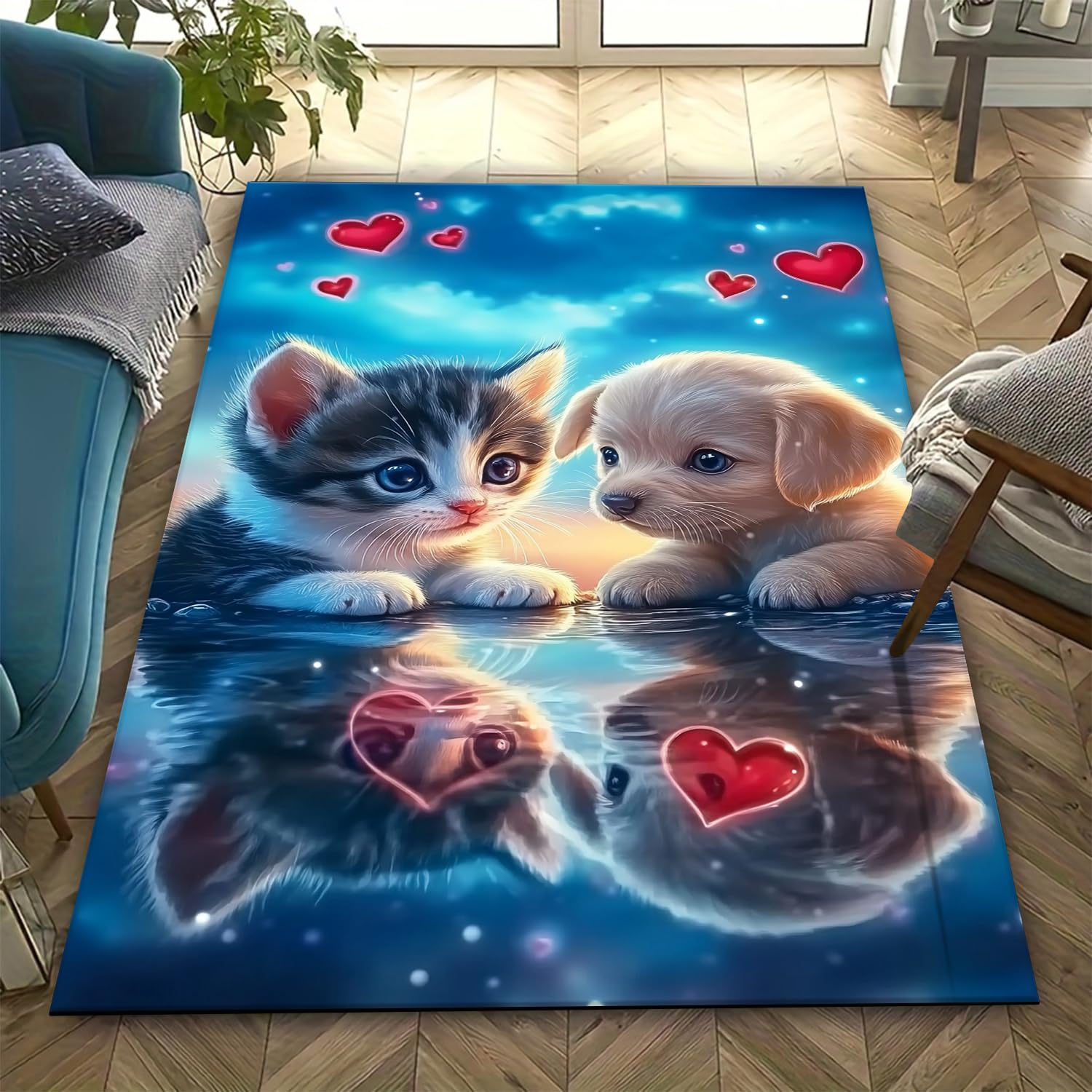 Tapis de sol mignon motif chien 3D résistant aux taches pour enfants