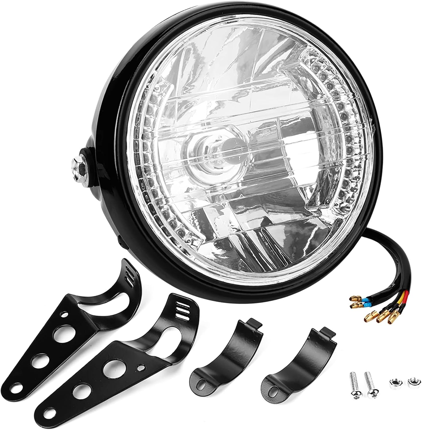 Acouto 7 Inch Motorcycle Headlight with Mounting Bracket Accessories, Universal 7” Motorcycle Headlamp Headlights Driving Turn Signal Light Assembly Replacement Acouto 7 Inch Motorcycle Headlight with Mounting Bracket Accessories, Universal 7” Motorcycle Headlamp Headlights Driving Turn Signal Light Assembly Replacement