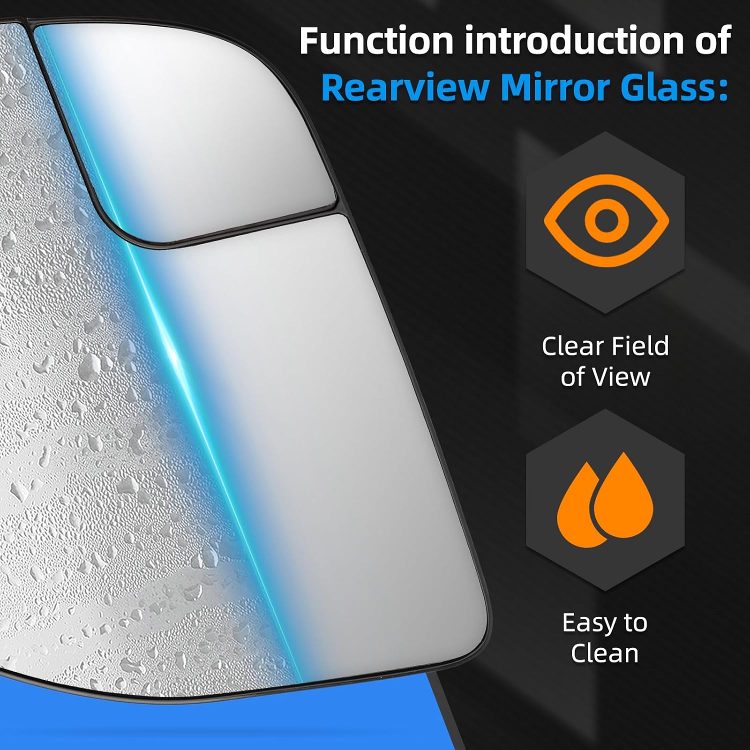 Driver Side Mirror Replacement for Ford Ranger 2012 2013 2014 2015 2016 2017 2018 2019 2020 2021 2022, Everest 2016-2022 - Left Side Mirror Glass, Rear View Mirrors Glass