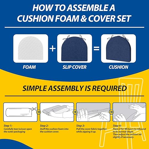Miniatura 9 de AAAAAcessories Cojines para sillas de comedor en forma de U con lazos y funda extraíble, cojines para sillas de cocina de comedor de 2 pulgadas de